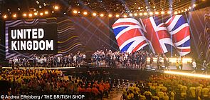 Großbritanniens Team auf der Arena-Bühne