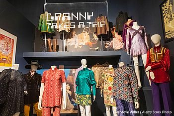 England, London, Southwark, Bermondsey, The Fashion and Textile Museum, Exhibit of 1960's and 1970's Womens Clothing by Granny Takes a Trip