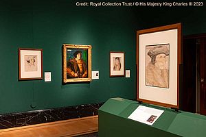 Raum in der Ausstellung "Holbein at the Tudor Court" in der Queen's Gallery des Buckingham Palace