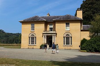 Llanerchaeron House in der Nähe von Aberaeron, Ceredigion, Wales, im architektonischen Stil einer "Georgian Villa“. 