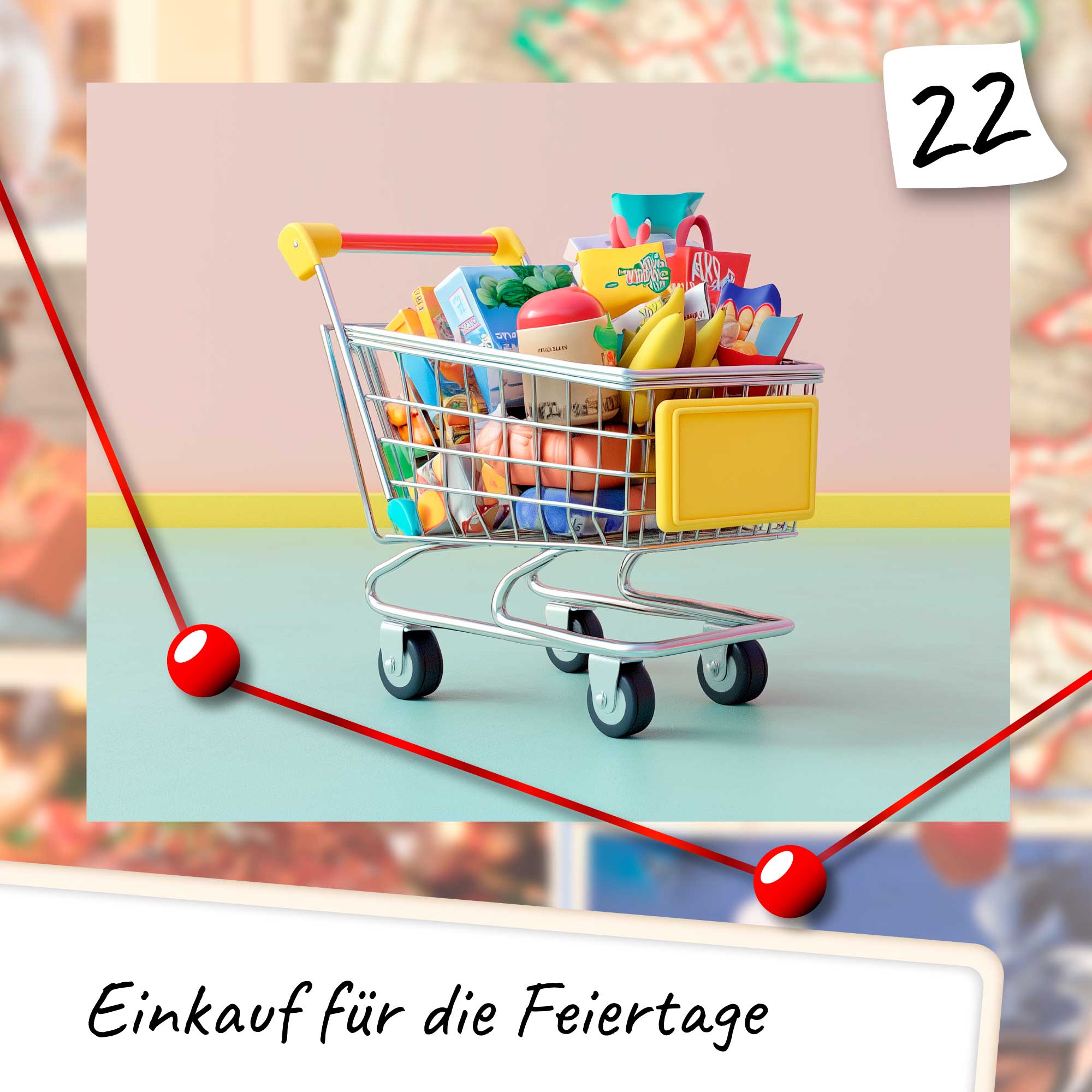 Einkaufskorb gefüllt mit Geschenken