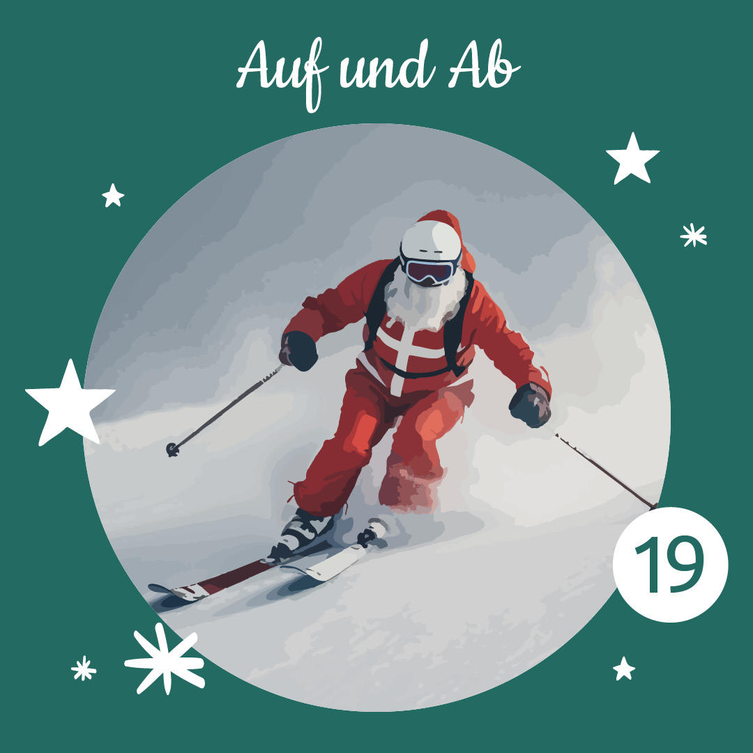 Weihnachtsmann als Skifahrer