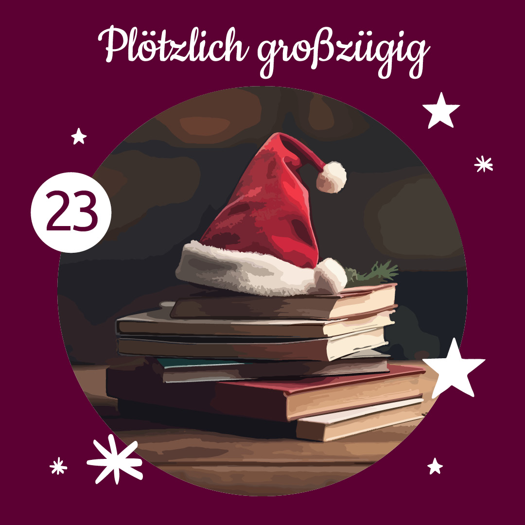 Mütze des Weihnachtsmanns auf Bücherstapel