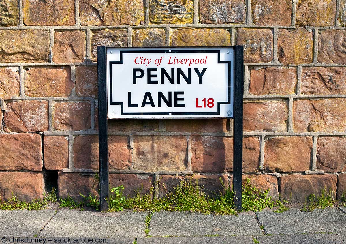 Straßenschild Penny Lane in Liverpool