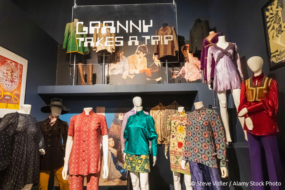 England, London, Southwark, Bermondsey, The Fashion and Textile Museum, Exhibit of 1960's and 1970's Womens Clothing by Granny Takes a Trip